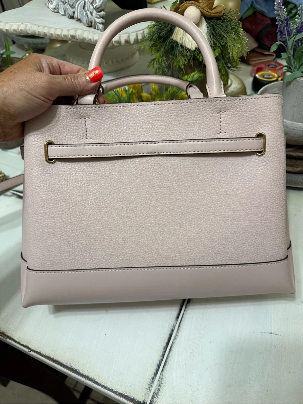 Michael Kors Hamilton Legacy Blush Pink Pebbled Leather Satchel Crossbody